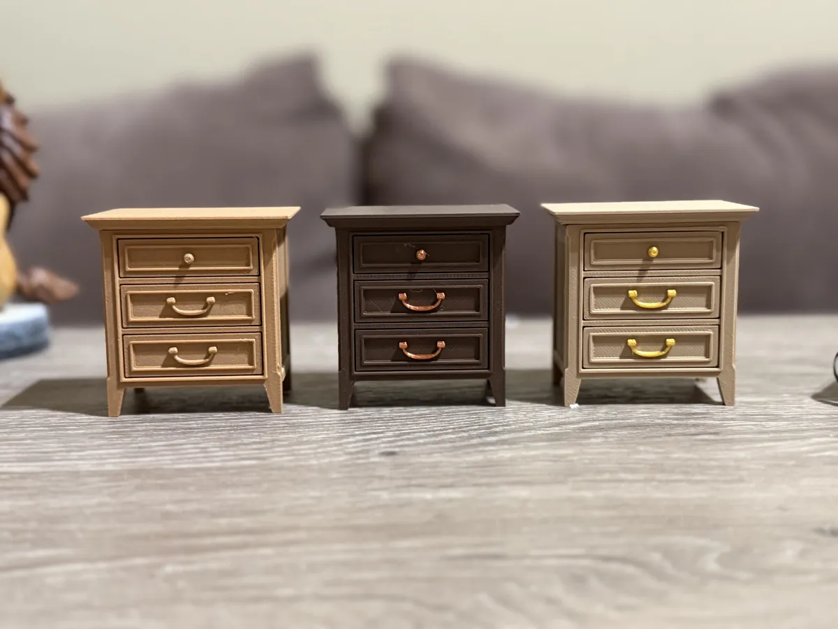 1:12 Night Stand with 3 Drawers, photo 4 of 4 - 1:12 Night Stand with 3 Drawers Storage & Organisation