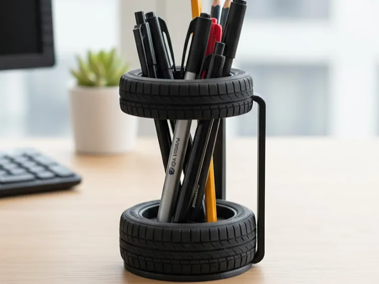Dual-Tire Pen & Tool Holder