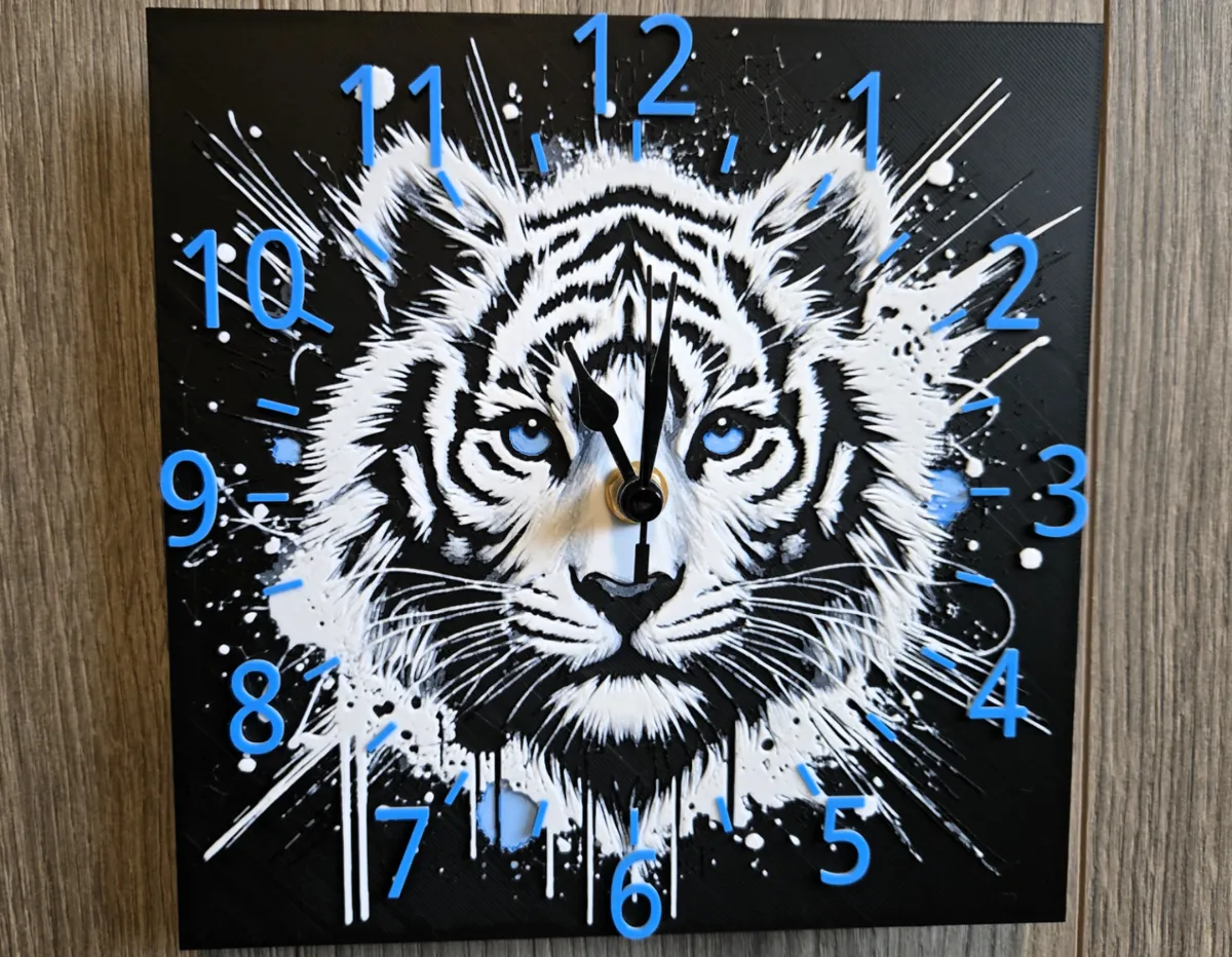 Majestic White Tiger, 3D Hueforge Clock - Character & Novelty Clocks, in stock in India