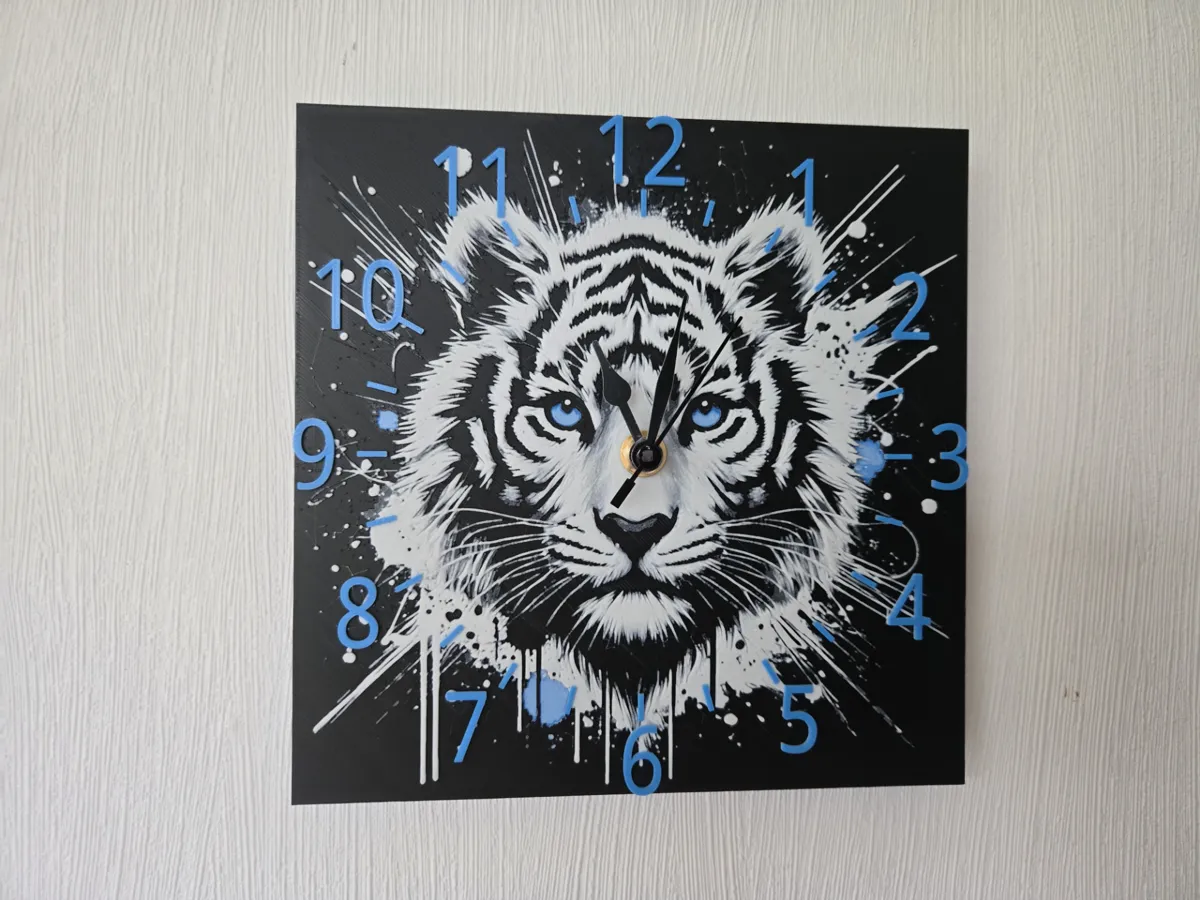 Majestic White Tiger, 3D Hueforge Clock, photo 4 of 4 - Majestic White Tiger, 3D Hueforge Clock Home Decor Items