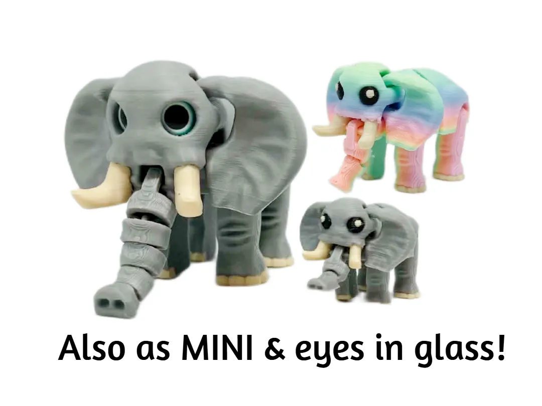 Chibby Elephant- also as MINI and eyes in glass!
