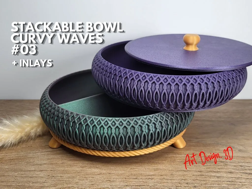 Stackable Bowl Tray - Curvy Waves 03 + Inlays - Home Accents, in stock in India