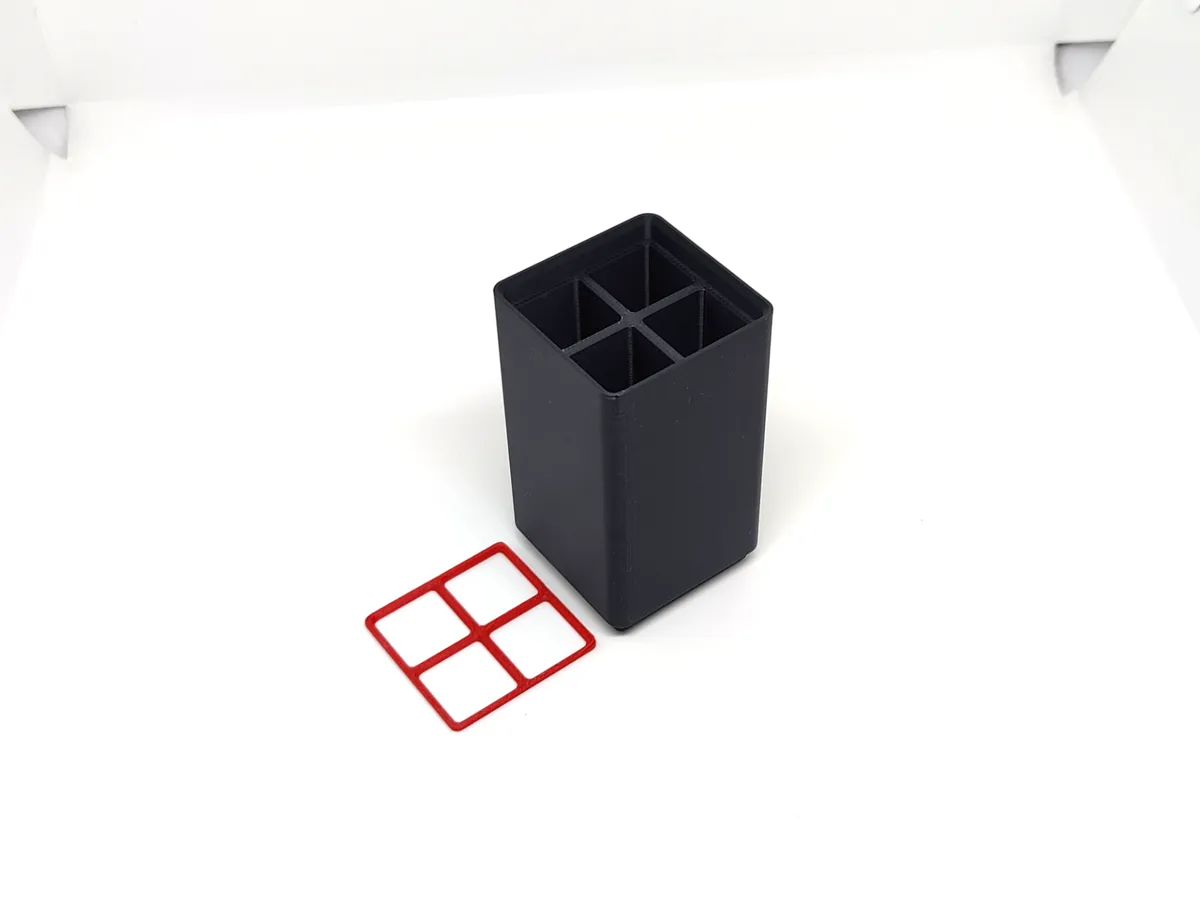 Pencil holder 4 compartments Gridfinity 1x1x10u, photo 2 of 4 - Pencil holder 4 compartments Gridfinity 1x1x10u Desk & Office