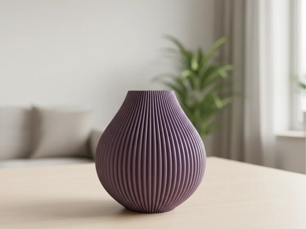 Bulba, Elegant Ribbed Vase with Organic Shape
