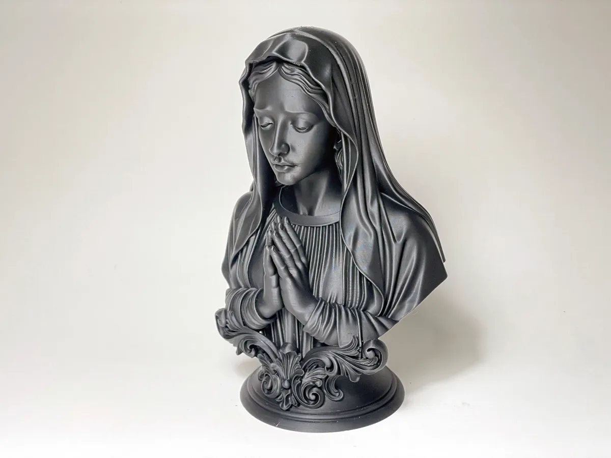 Virgin Mary Bust, Prayerful Classical Sculpture