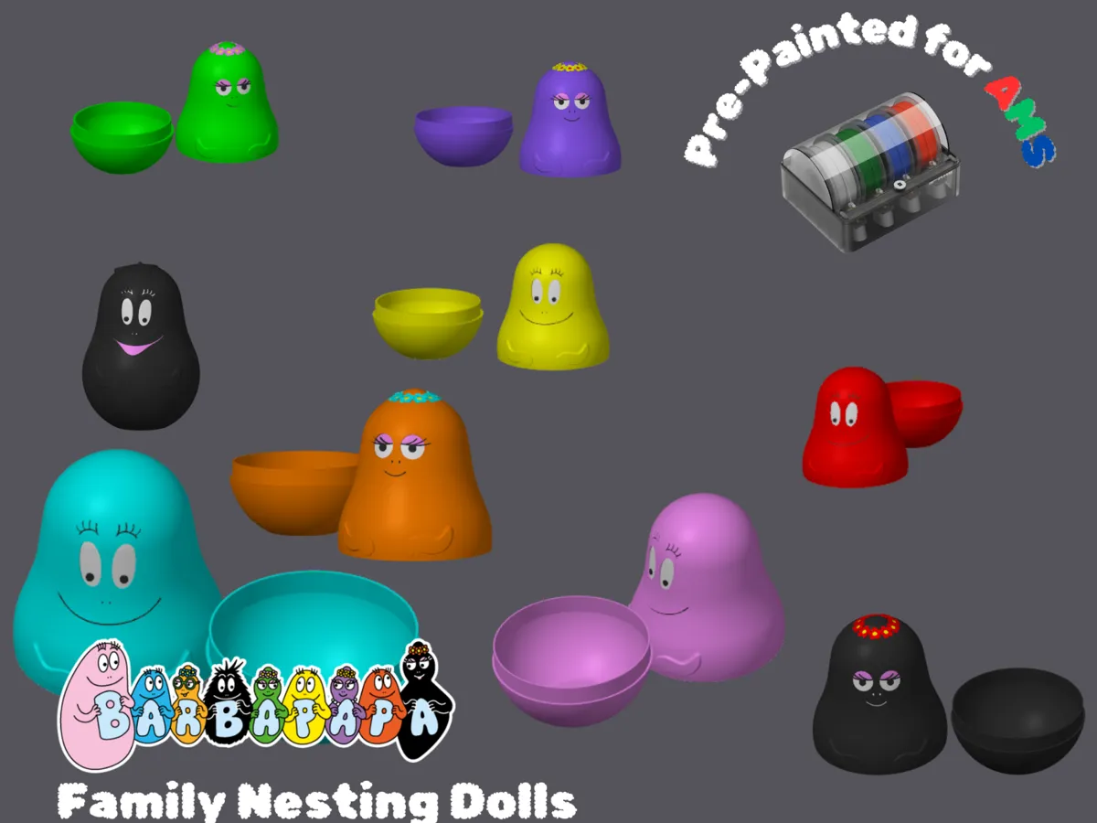 Barbapapa Family Nesting Dolls painted - Dolls & Pretend Play, in stock