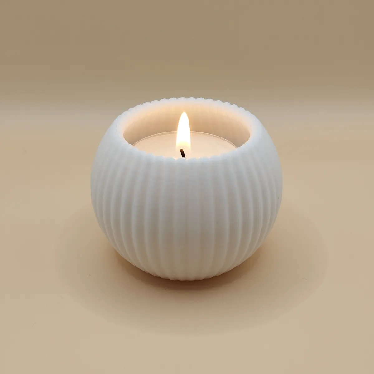 Modern Round Ribbed Candle, (LED) Tealight Holder, photo 2 of 4 - Modern Round Ribbed Candle, (LED) Tealight Holder Home Decor Items