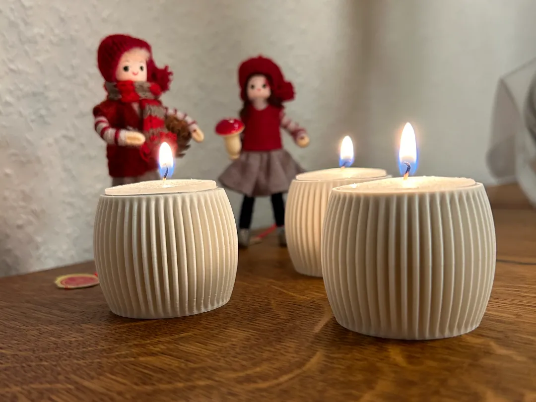 Tealight Holder Modern Ribbed - Barrel look - Tealight Holders, in stock