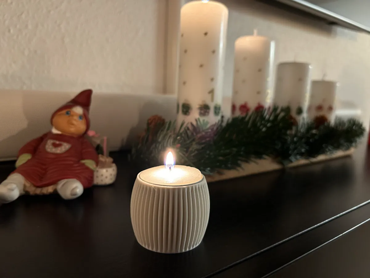 Tealight Holder Modern Ribbed - Barrel look, photo 3 of 4 - Tealight Holder Modern Ribbed - Barrel look Home Decor Items