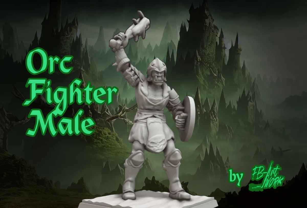 DnD miniature Orc fighter