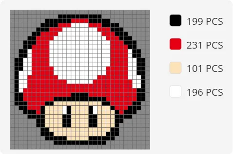 Mario Mushroom 32x32 Pixel Puzzle (4mm tiles), photo 2 of 3 - Mario Mushroom 32x32 Pixel Puzzle (4mm tiles) Generative Art