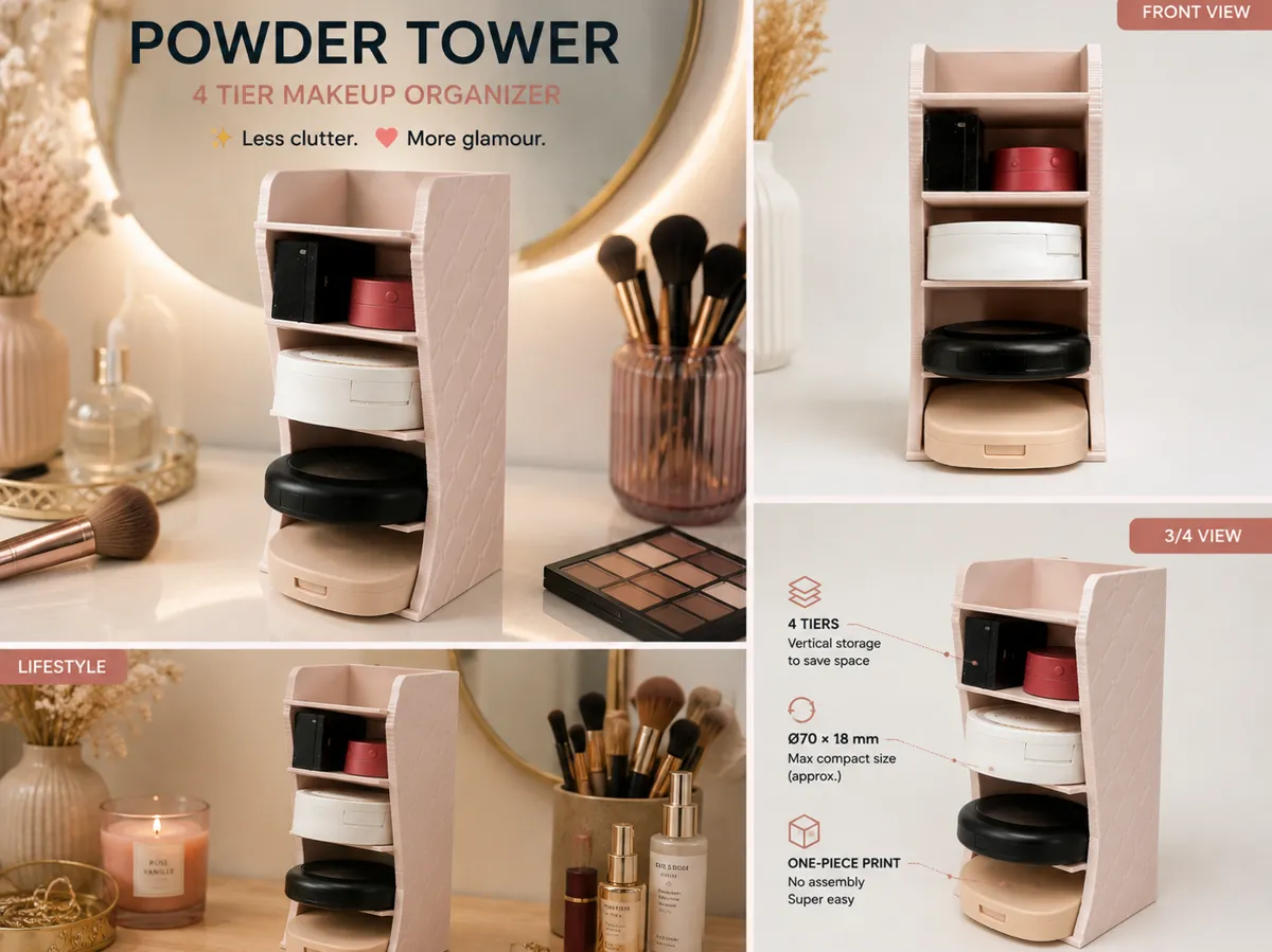 Powder Tower, 4-Tier Makeup Compact Organizer - Organizers, in stock in India