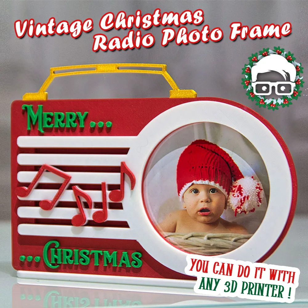 Vintage Christmas Radio Photo Frame - Festivities, in stock in India