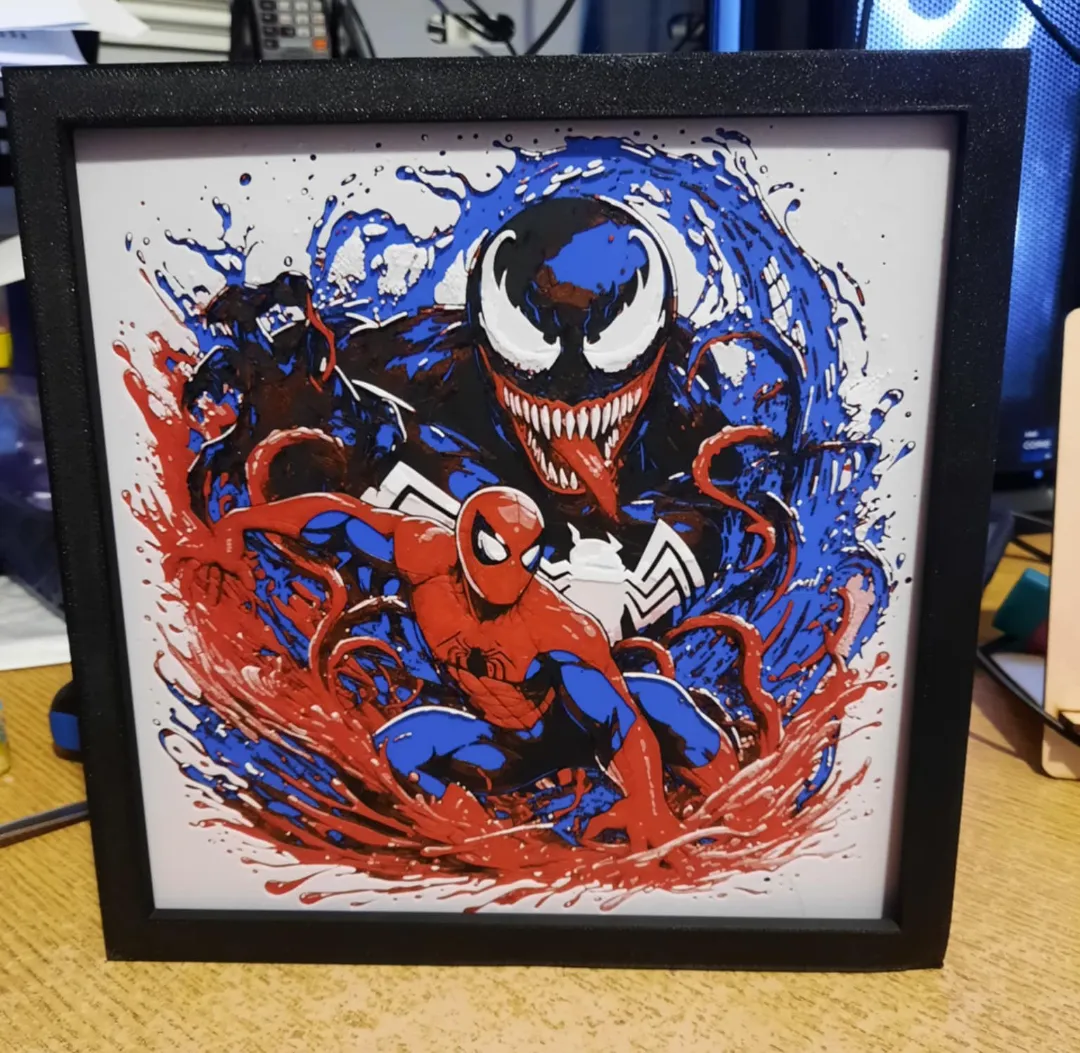 Spiderman and vemon hueforge 20cm x 20cm hueforge - Superhero Photo Art, in stock