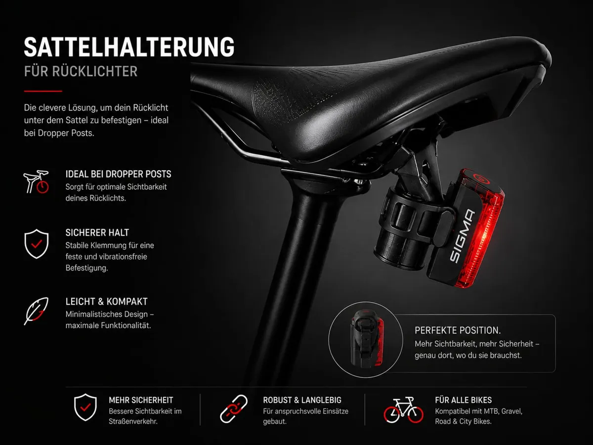 Rear light holder for saddle rails