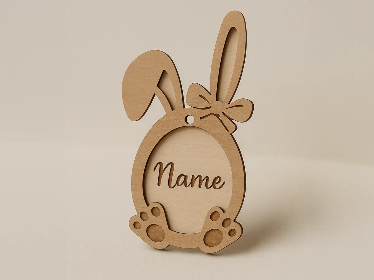 Customizable Easter Bunny Name Tag - Editable Text