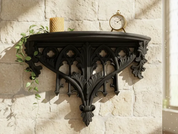 Gothic Arch Shelf: Cathedral Wall Niche