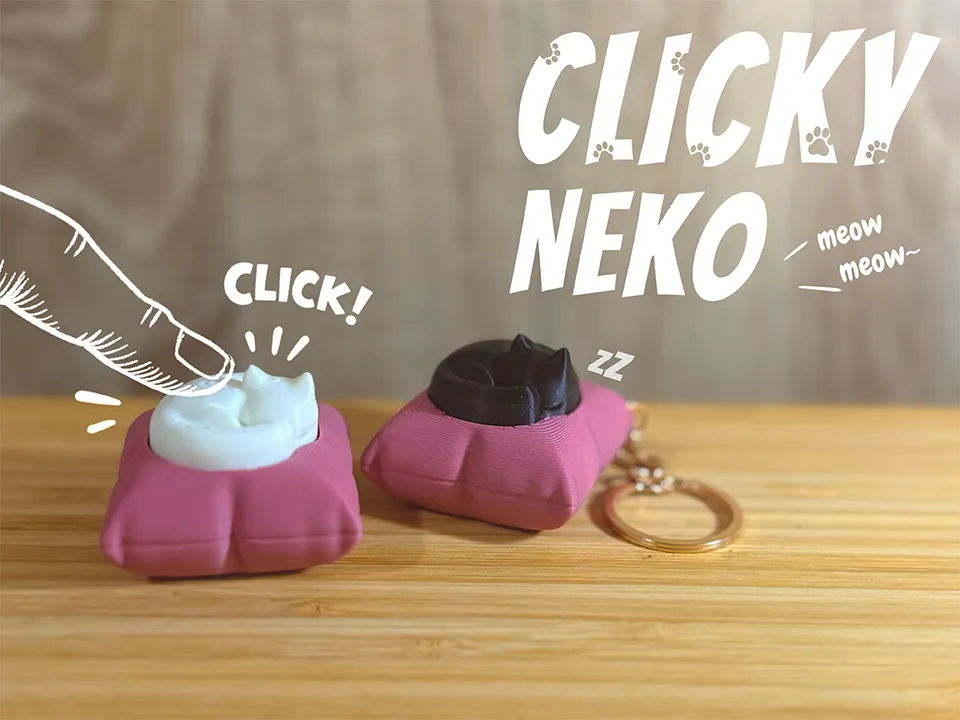 Clicky Neko, Sleeping Pillow Cat Fidget Toy - Animal Fidget Toys, in stock