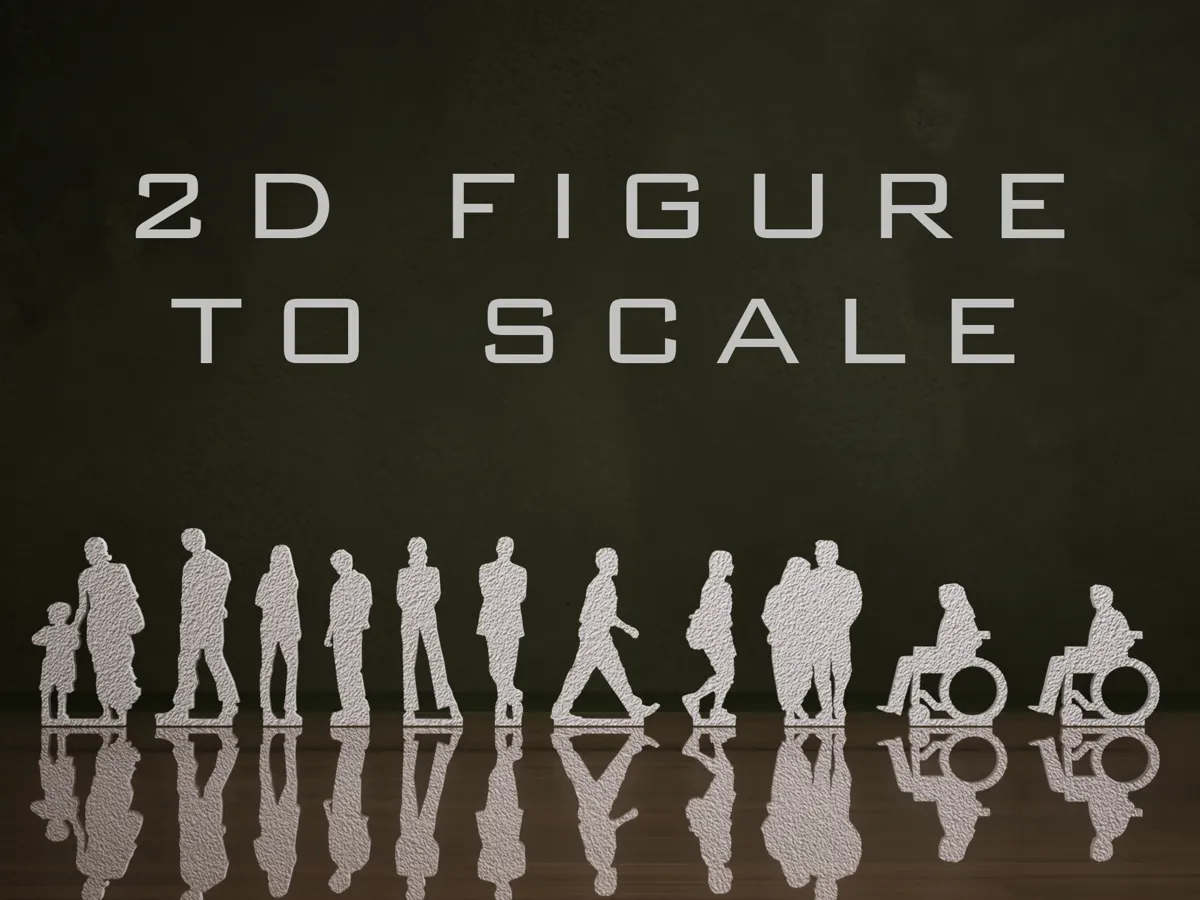 Flat figures of people to scale