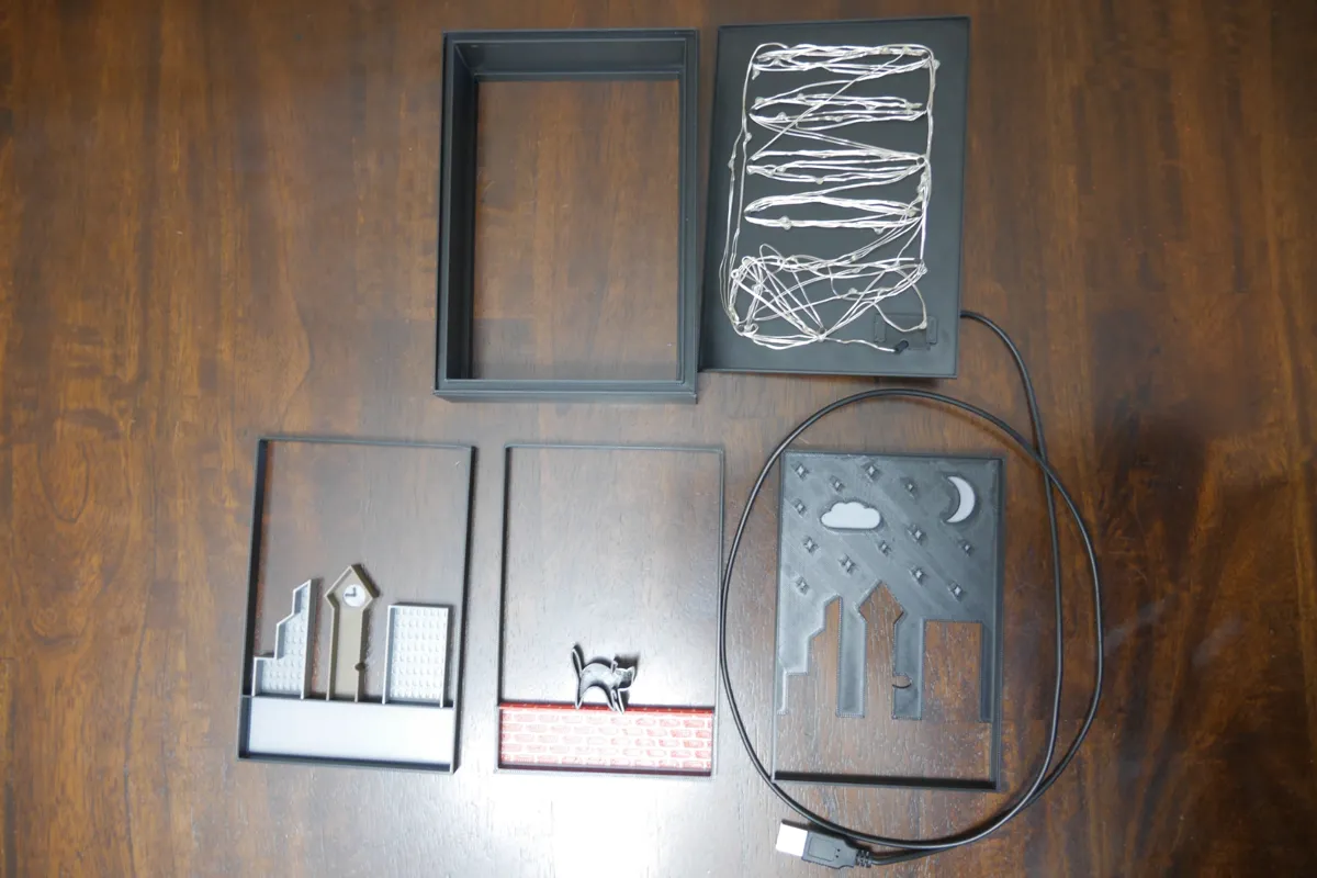 Light Box of City Sky at Night - Cat Shadowbox, photo 3 of 4 - Light Box of City Sky at Night - Cat Shadowbox Lamps & Lighting