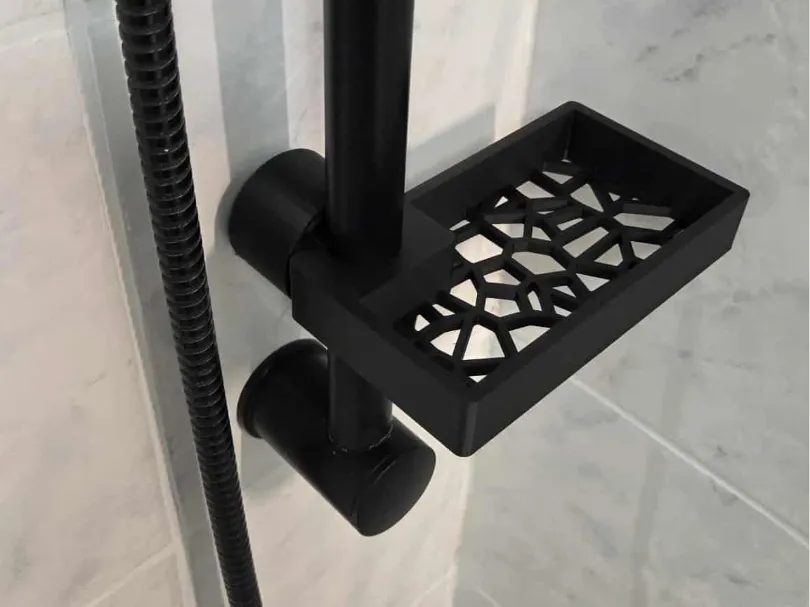 Bathroom shower rod shelf