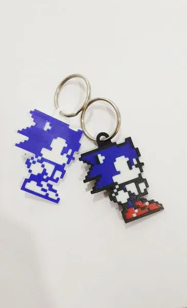 Sonic Pixel Art Keychain, photo 2 of 4 - Sonic Pixel Art Keychain Generative Art