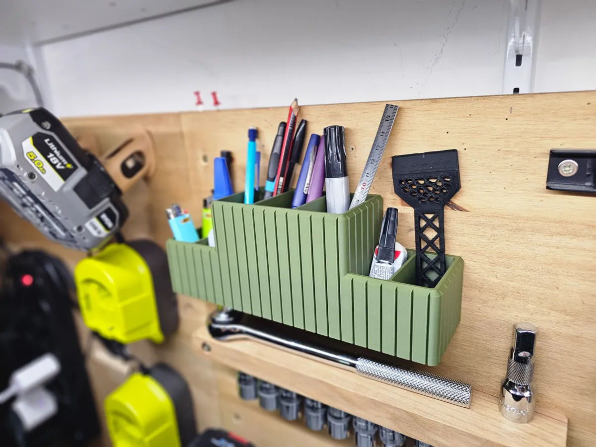 Wallmount workbench pen holder - v2, photo 3 of 4 - Wallmount workbench pen holder - v2 Desk & Office