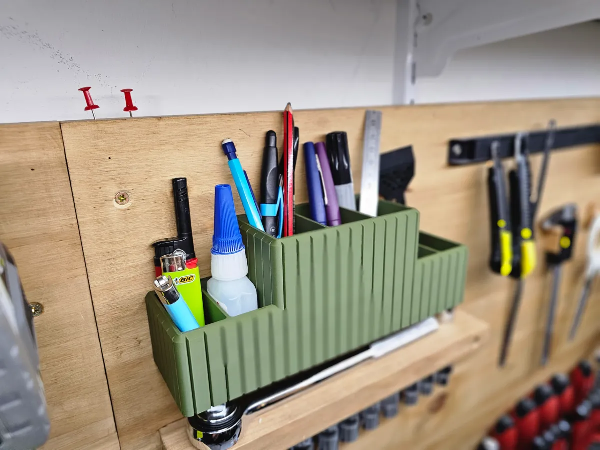 Wallmount workbench pen holder - v2, photo 4 of 4 - Wallmount workbench pen holder - v2 Desk & Office