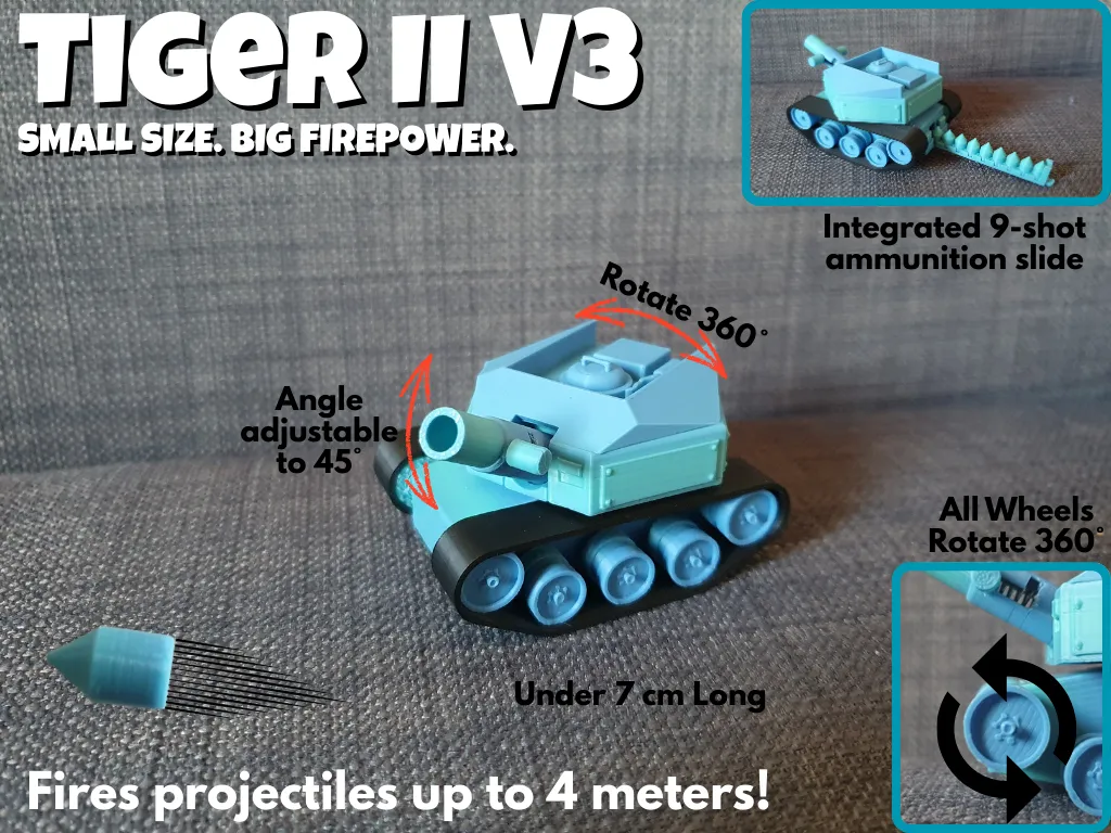 Tiger II v3, Fully Functional Miniature Tank - Lion, Tiger & Big Cats, in stock