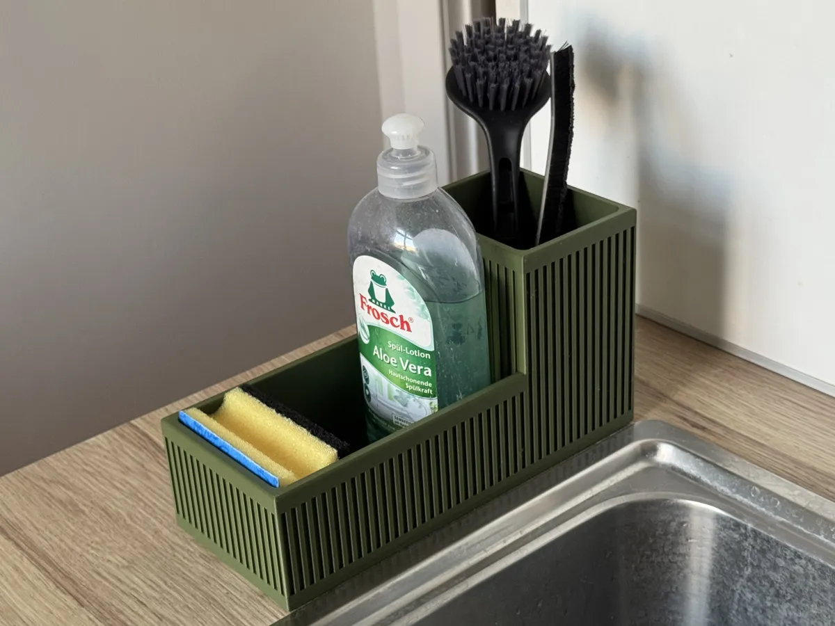 Ribbed Japandi Kitchen Sink Organizer, photo 4 of 4 - Ribbed Japandi Kitchen Sink Organizer Kitchen & Dining