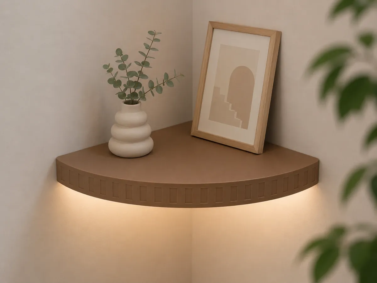 Parametric Corner Wall Shelf with Leds groove, photo 3 of 4 - Parametric Corner Wall Shelf with Leds groove Storage & Organisation