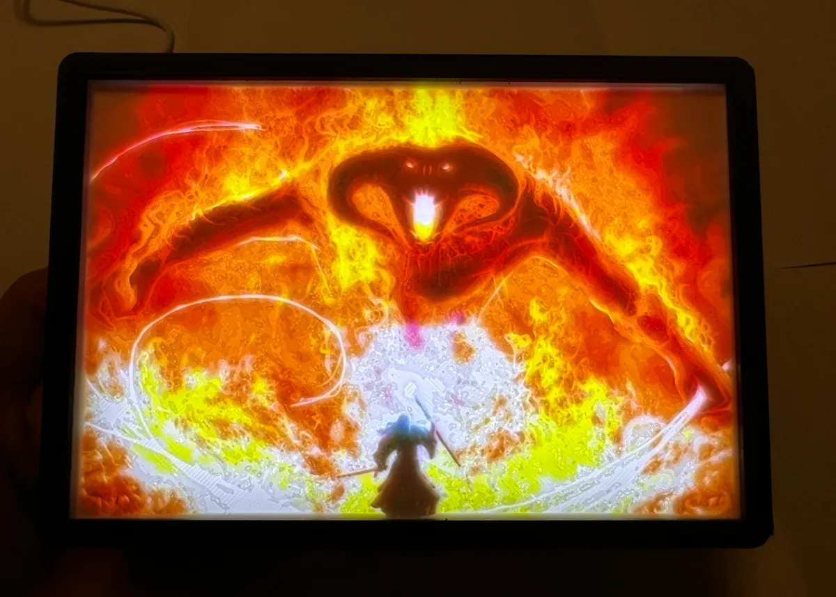 Balrog & Gandalf Color Lithophane with Frame - Photo Art & Lithophanes, in stock in India