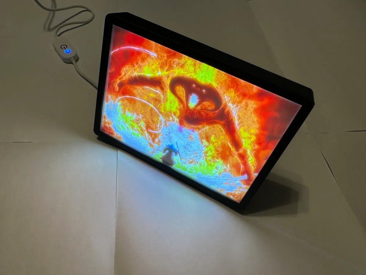 Balrog & Gandalf Color Lithophane with Frame, photo 4 of 4 - Balrog & Gandalf Color Lithophane with Frame Generative Art