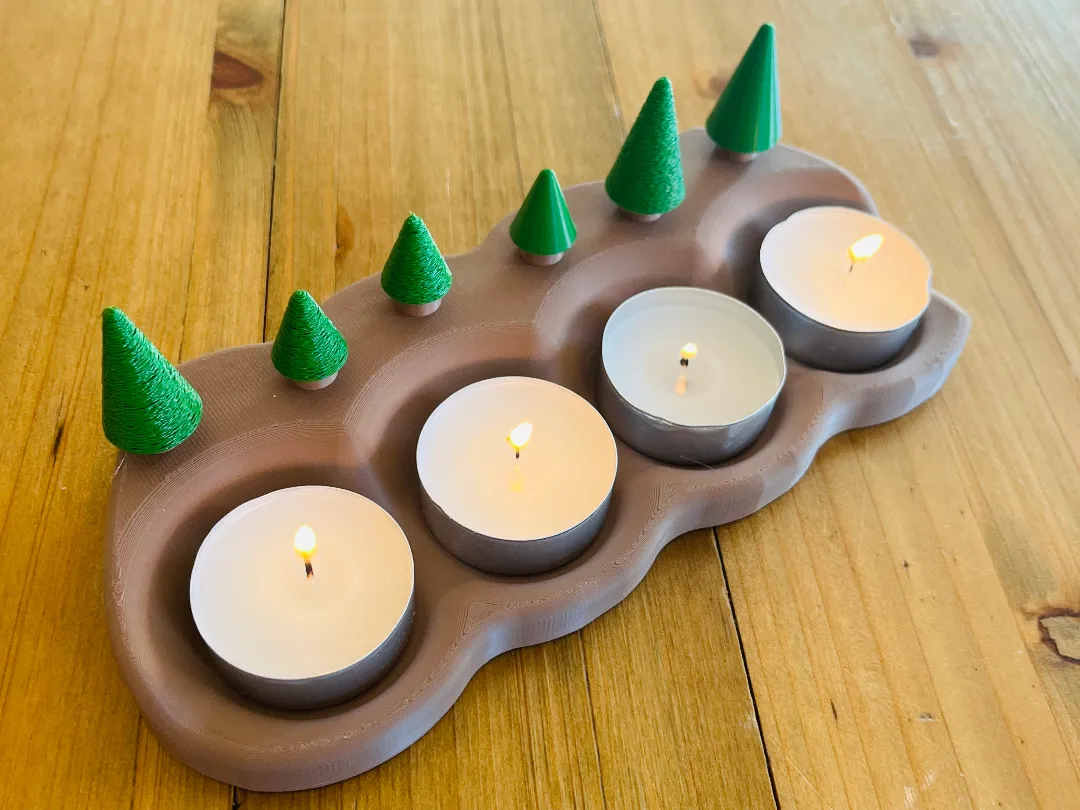 Tea Light Holder (4x) - Forest Mountain