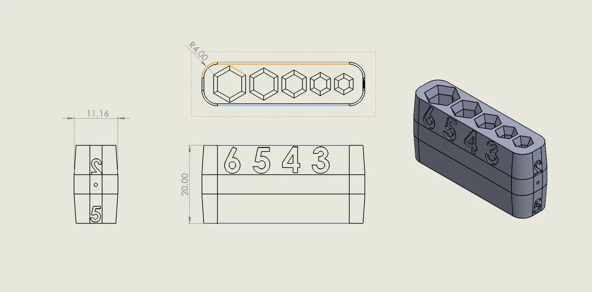 hex key holder 6,5,4,3,2.5, photo 2 of 3 - hex key holder 6,5,4,3,2.5 Tools & Workshop