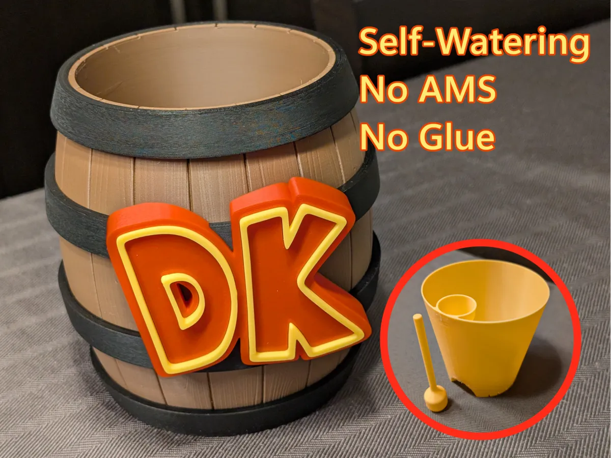 Donkey Kong Barrel Planter / Bin & XL No Glue