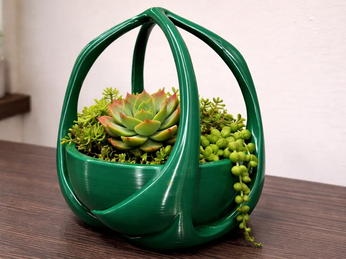 Modern Orbital Planter, Sculptural Succulent Pot