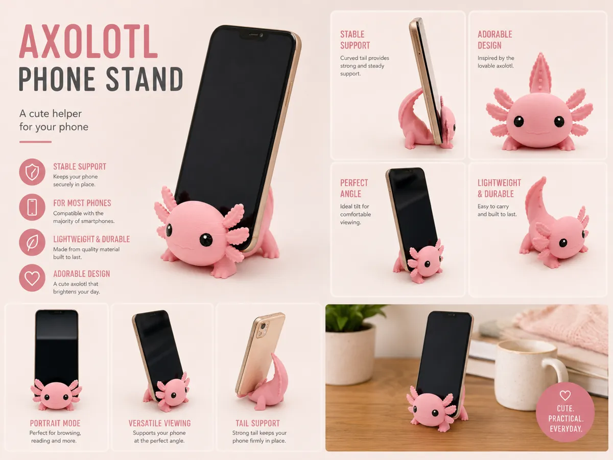 Cute Axolotl Phone Stand