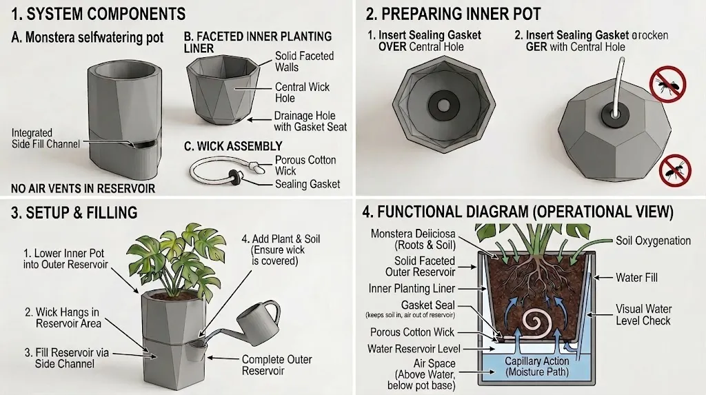 Modern Self-Watering Planter,Easy Access Reservoir, photo 2 of 4 - Modern Self-Watering Planter,Easy Access Reservoir Household