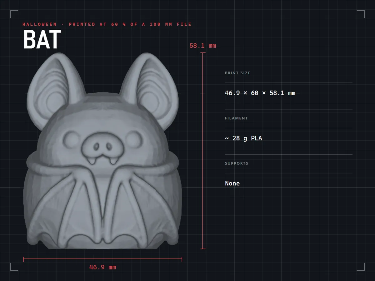 Chibi Bat, Halloween Figure, 58 mm