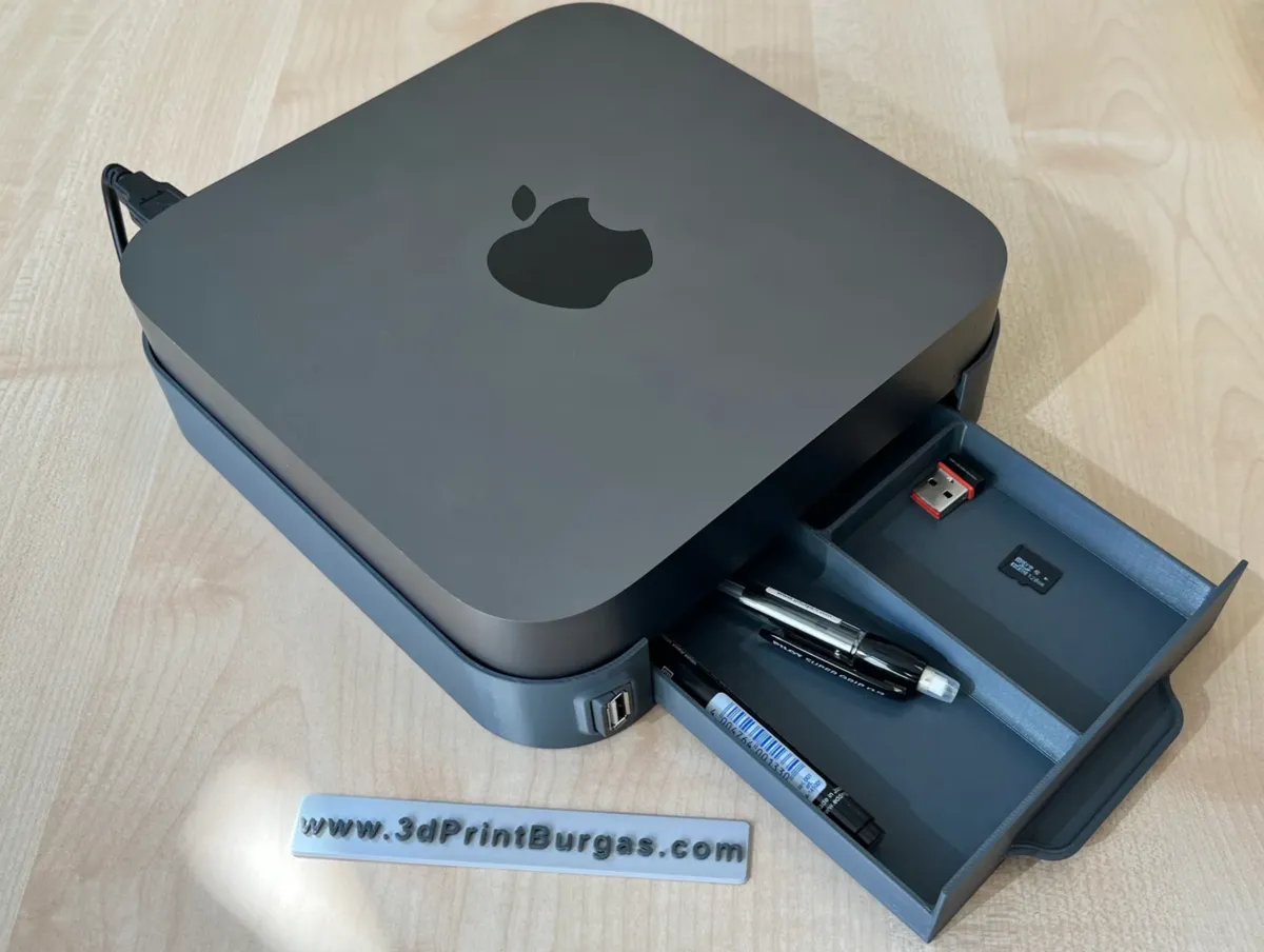 MAC MINI Stand with slide-in drawer and front USB