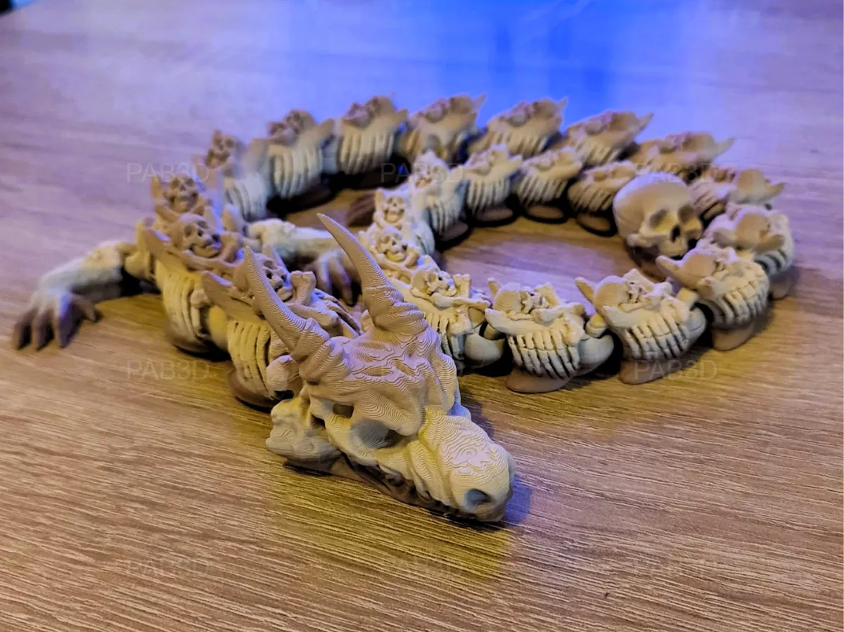 Articulated Flexi dragon skull & bone