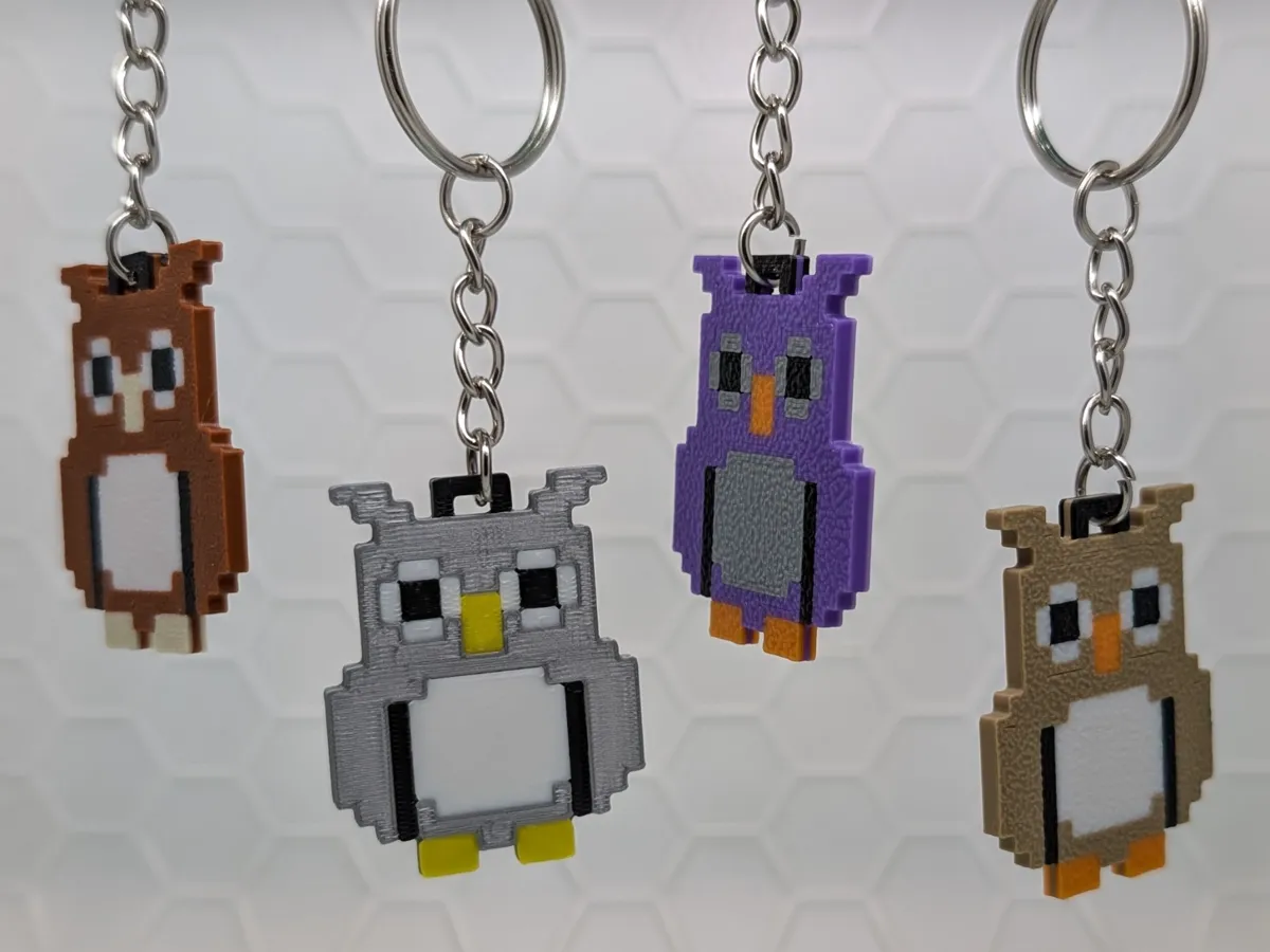 Simple Pixel Owl Keychain , Low Waste)