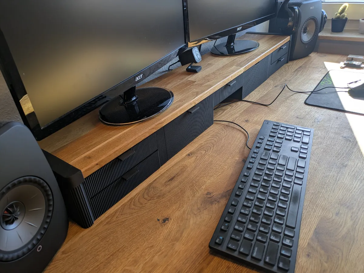 Modular Monitor Riser - with drawers - Gridfinity, photo 3 of 4 - Modular Monitor Riser - with drawers - Gridfinity Desk & Office