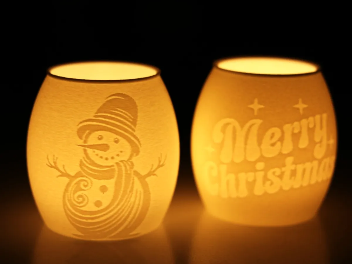 Snowman, Tealight Lithophane Lamp Set
