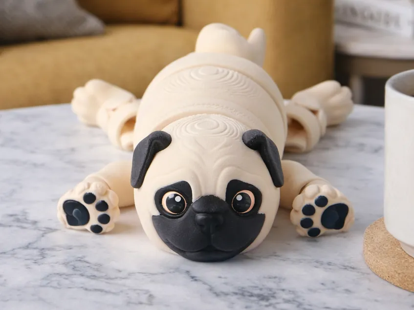 Pug Flexi Toy, Articulated Fidget Puppy