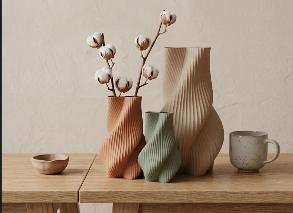 Japandi Vase Yorisou - Spiral Japandi Vase, photo 2 of 2 - Japandi Vase Yorisou - Spiral Japandi Vase Home Decor Items