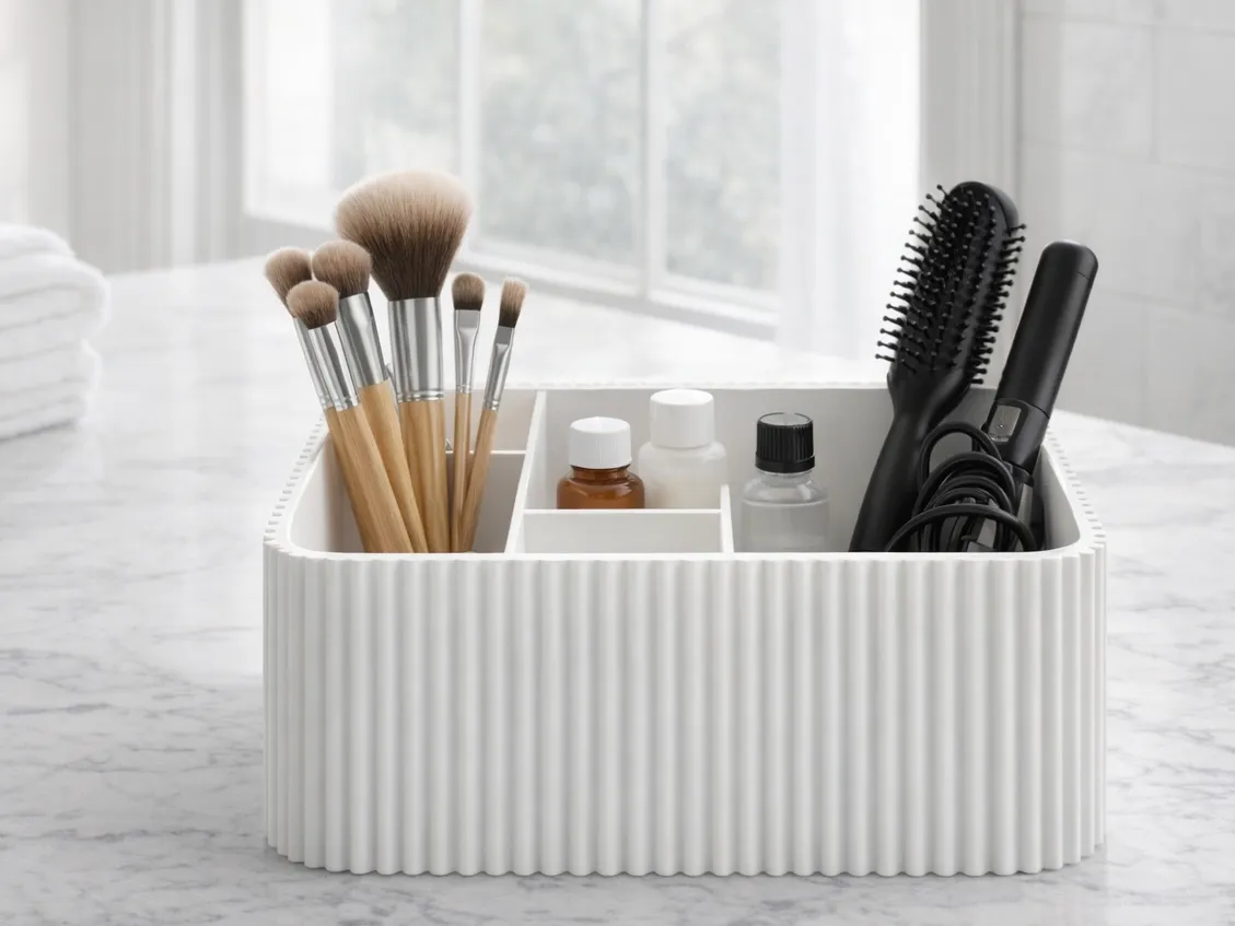 Ribbed Decorative Bathroom Organizer Large