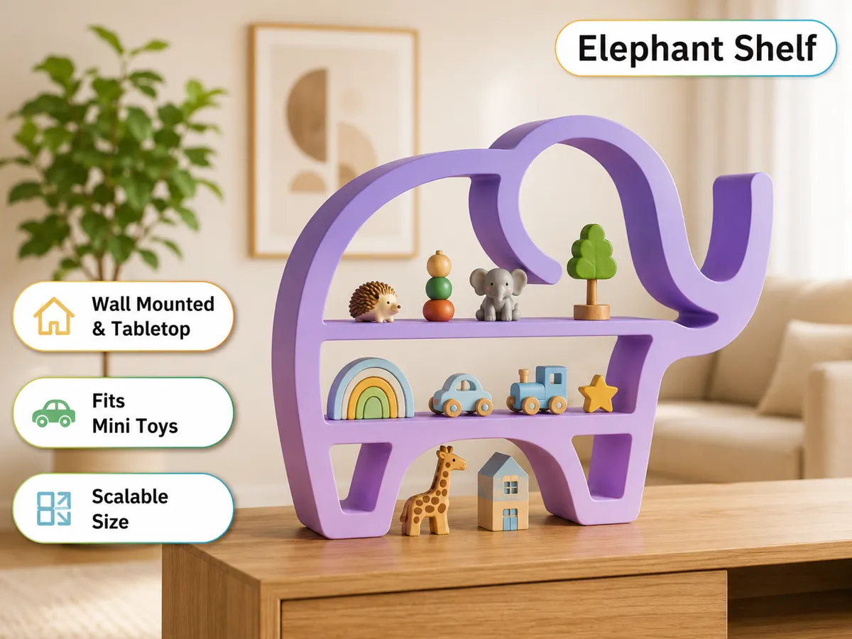 Elephant Shelf Buddy, Wall & Tabletop Toy Display