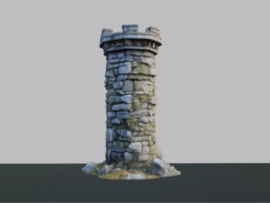 Stone watchtower terrain for tabletop wargaming